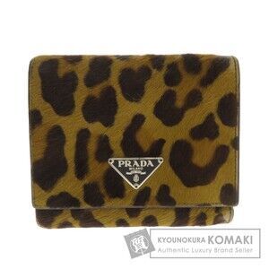 Prada Leopard Bifold Wallet Leather